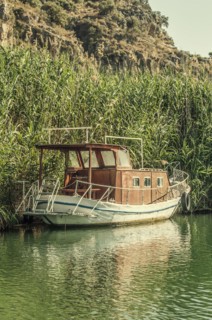 Abandoned boat in Dalyan river Turkey