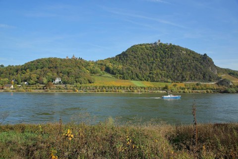 Rhine Valley with Drachenburg Castle and Drachenfels Castle Castle