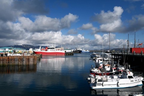 Boats in the old harbour of Reykjavik