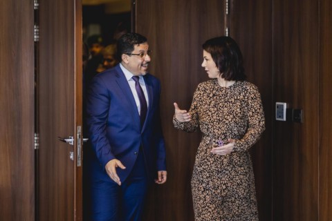 (R-L) Annalena Baerbock (Buendnis 90 Die Gruenen), Federal Minister of Foreign Affairs, and Ahmed