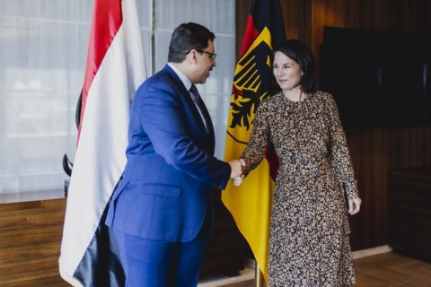 (R-L) Annalena Baerbock (Buendnis 90 Die Gruenen), Federal Minister of Foreign Affairs, and Ahmed