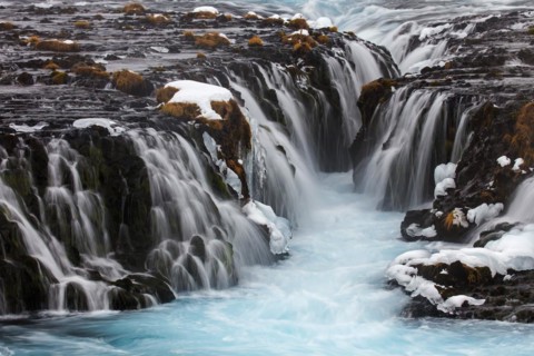 Bruarfoss waterfall in winter