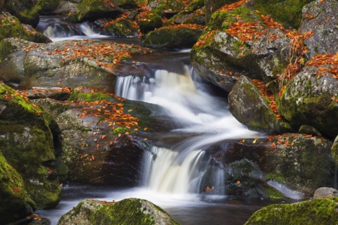 Waterfalls on the Grosse Ohe river which flows through the Steinklamm valley