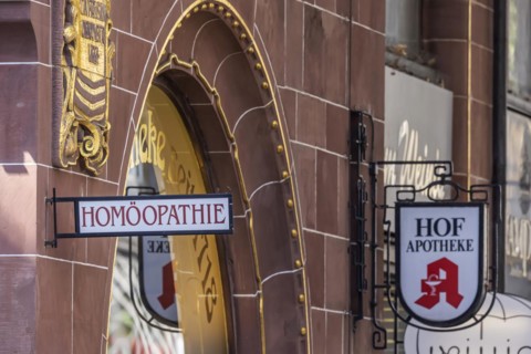 Pharmacy with nose sign homeopathy