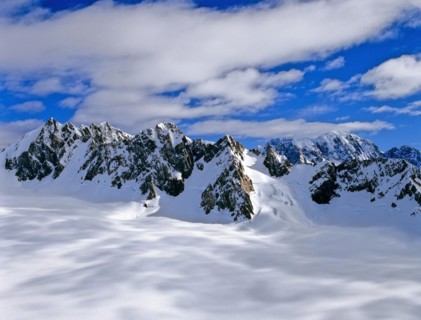 Aerial view of Mount Cook mountain range Southern Alps South Island New Zealand