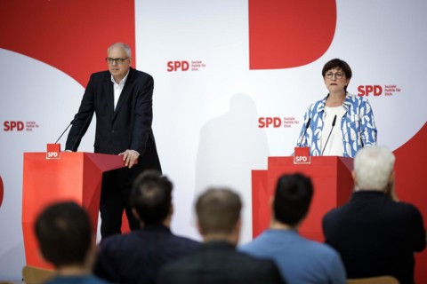 (R-L) Press conference with Saskia Esken, SPD chairperson, and Andreas Bovenschulte, top candidate