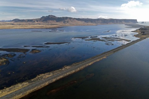 Road to the small peninsula of Dyrholaey on the south coast of Iceland