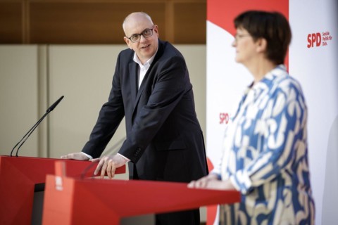 (R-L) Press conference with Saskia Esken, SPD chairperson, and Andreas Bovenschulte, top candidate
