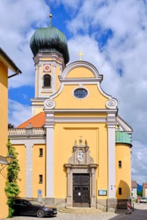 Church of Saint Nicholas on Marienplatz in the town centre of Immenstadt im Allgaeu