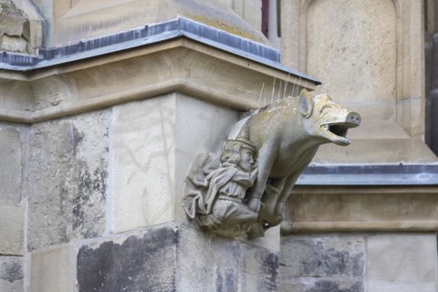 Anti-Semitic sculpture of a Jew sow