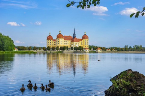 The world-famous Moritzburg Castle near Dresden