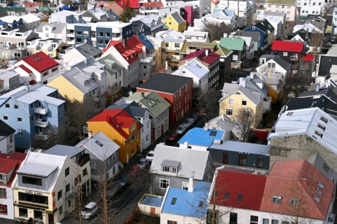 View of the colourful rooftops of Reykjavik