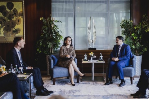 (L-R) Annalena Baerbock (Buendnis 90 Die Gruenen), German Foreign Minister, and Ahmed Awadh bin