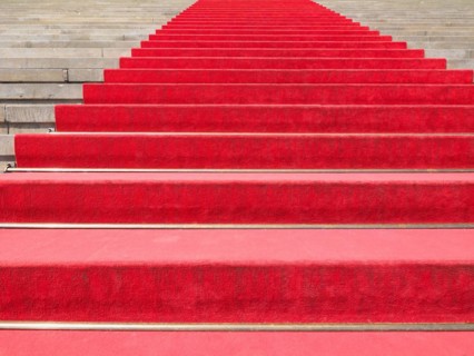 Red carpet on stairway
