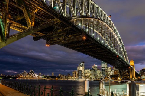 Harbour Bridge and Sydney Skyline at night