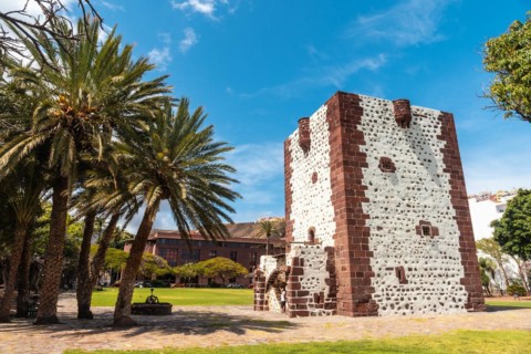 Torre del Conde in a park in the city of San Sebastian de la Gomera in summer