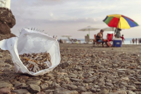 Focus on cigarettes in foreground
