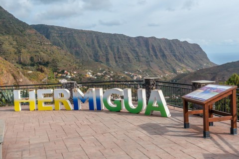 Letters on the viewpoint in the village of Hermigua in the north of La Gomera