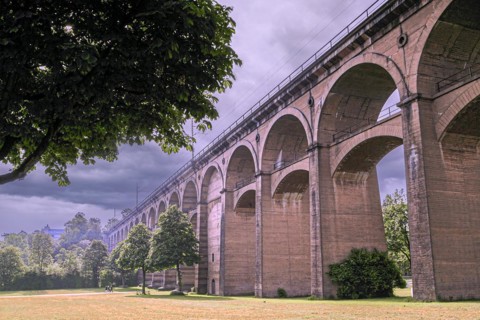 The Enzviaduct railway viaduct over the river Enz in the town of Bietigheim-Bissingen