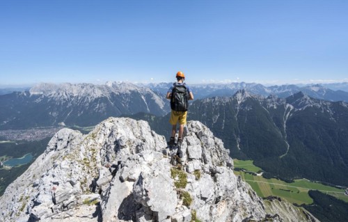Mountaineer climbing in the rock