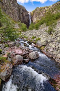 The Njupeskaer waterfall in Fulufjaellet National Park