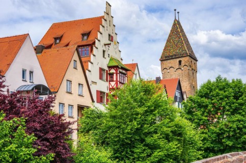 View from the historic city wall of the historic architecture of the fishermen's quarter and the Metzgerturm