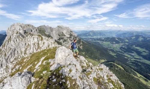 Mountaineer on a ridge path
