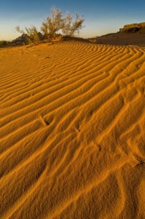 Sunset over the Mountainlandscape and desert in Wadi Rum