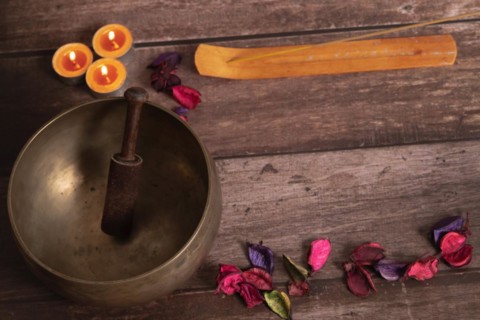 Tibetan bowl with incense