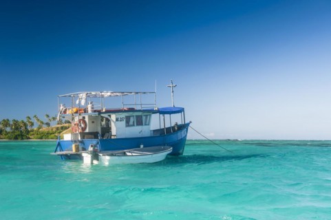 Fishing boat in the blue lagoon