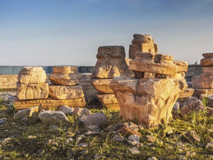 Ruins and parts of ancient Greek and Roman columns