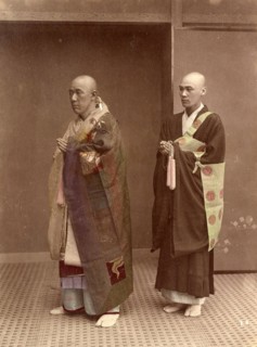 Two Buddhist monks on their way to the monastery