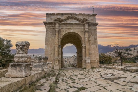 Entrance gate in the historical Ruins of Jerash