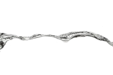 Released sweeping water surface with waves and eddies on a white background