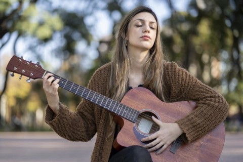 Dreamy and touched tender blonde woman