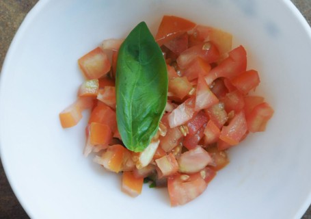 Chopped tomato and basil