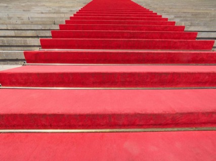 Red carpet on stairway