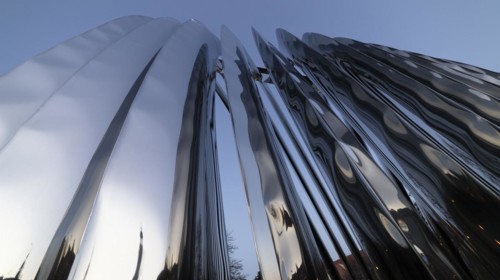 Part of the shiny metallic sculpture