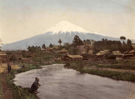 View of Mount Fuji from the village of Omiya