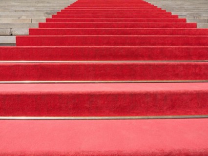 Red carpet on stairway