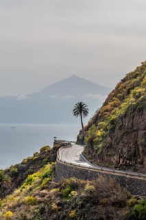 Road in the village of Agulo in the north of La Gomera in summer