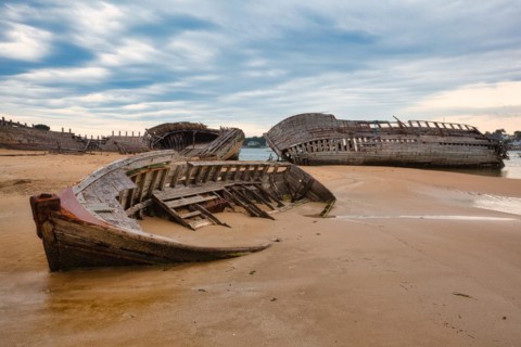 Magouer ship cemetery on the river Etel