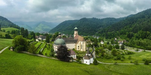 Aerial view of the monastery of Sankt Trudpert
