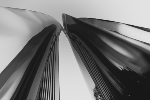 Part of the shiny metallic sculpture