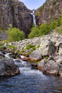 The Njupeskaer waterfall in Fulufjaellet National Park