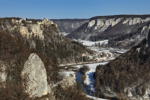 View of Werenwag Castle and the Danube Breakthrough from the Eichfelsen