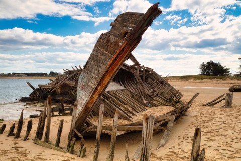 Magouer ship cemetery on the river Etel