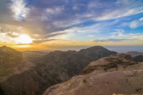 Overlook from the ancient tomb Ed deir in the rock