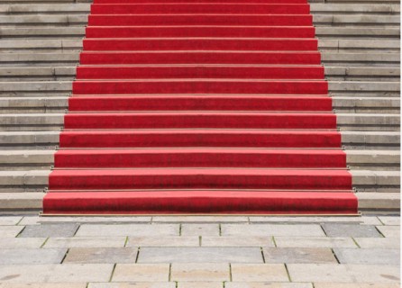 Red carpet on stairway