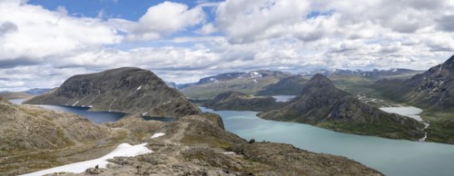 View of lake Gjende and lake Bessvatnet